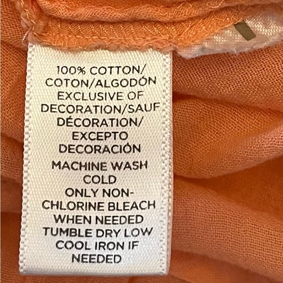 Ann Taylor The Loft Salmon Peasant Embroidered Tie Front Blouse SZ Small - Picture 11 of 11